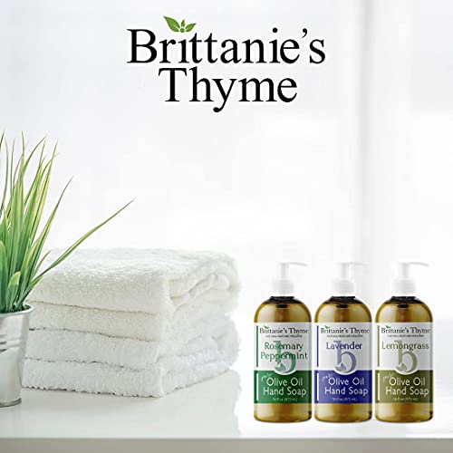 Brittanie's Thyme Natural Pure Selection Hand Cleaning soap Bundle (Lavender, Lemongrass, and Rosemary Peppermint) - 16oz, 3-Pack - Castile Cleaning soap with Olive Oil and Luxurious Important Oils