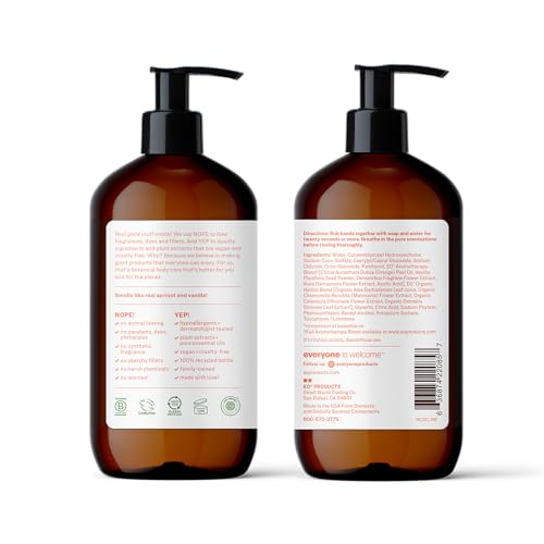 Everybody Liquid Hand Cleaning soap, 12.75 oz (Set of three), Apricot & Vanilla, Plant-Primarily based Cleanser Infused with Pure Important Oils